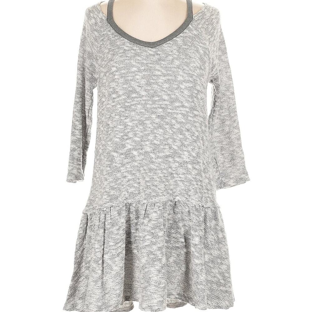 Anthropologie Saturday Sunday Gray Ruffle Hem Knit Casual Dress Women’s L